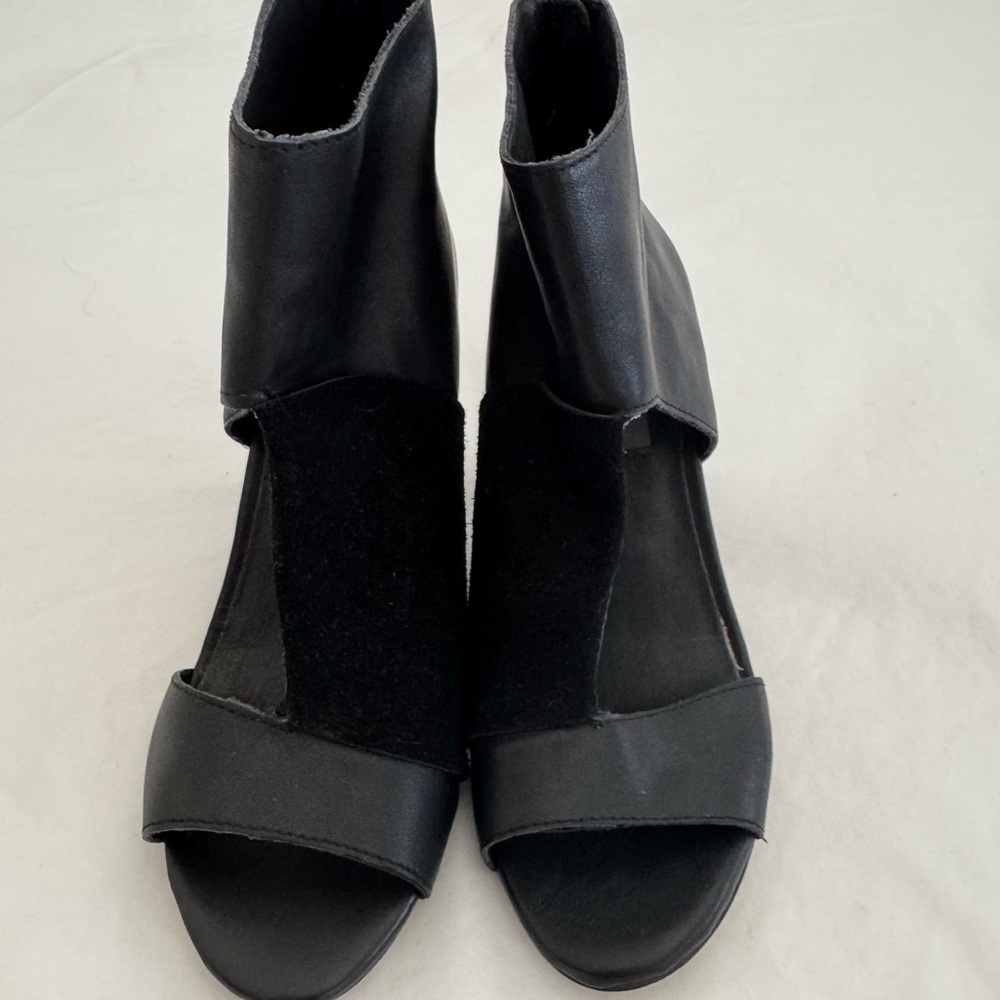MIA Black Ankle Booties with Open Toe and Wrap Detail